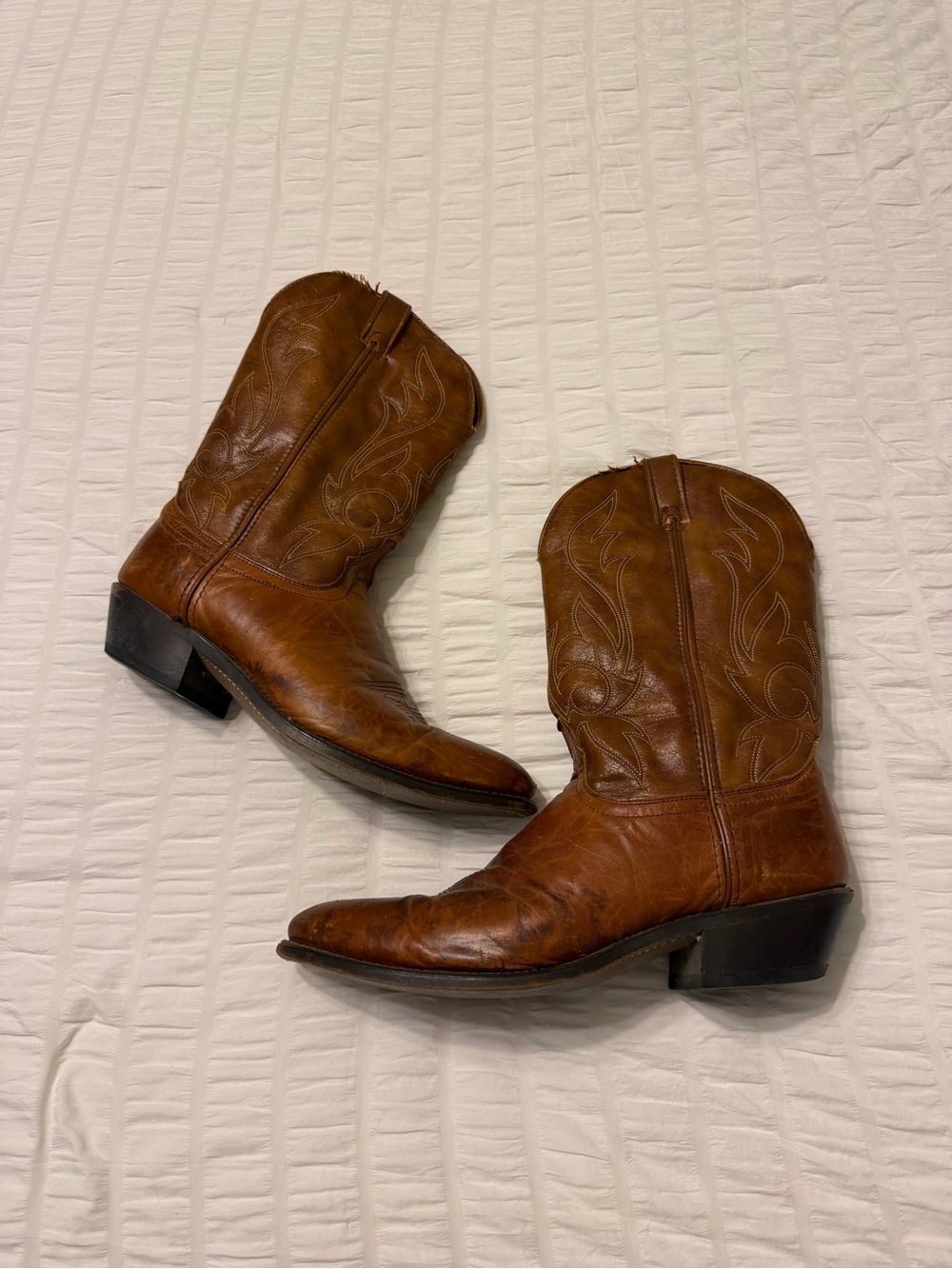 Men's Real Leather Cowboy Boots - Classic Western Style Size 12